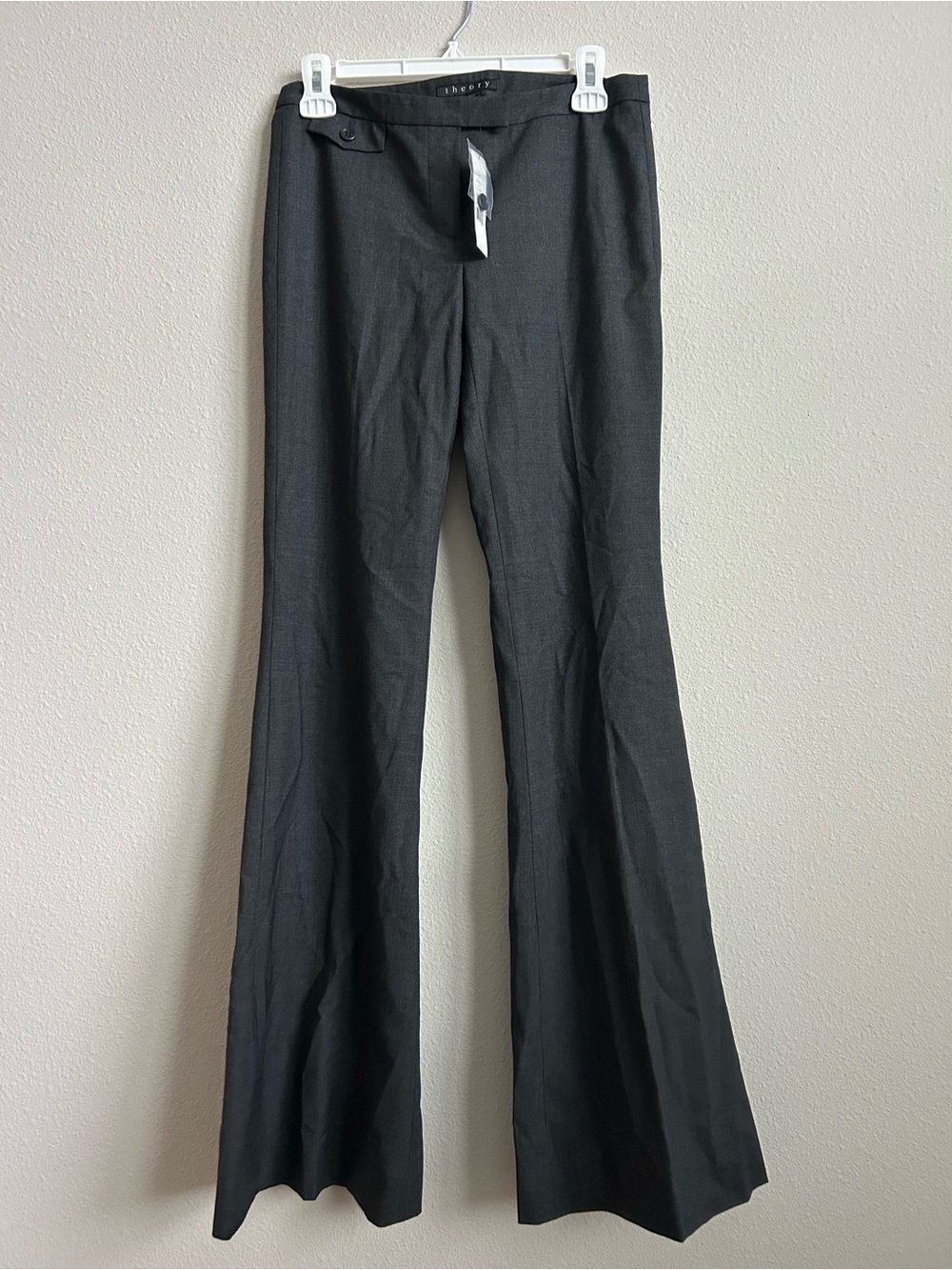 NWT 235$ Theory Dark Gray 96% Wool Wide Leg Dress Pants - Picture 7 of 13